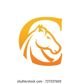 Orange Horse Initial C Vector Logo Designs