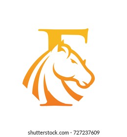 Orange Horse Initial F Vector Logo Designs