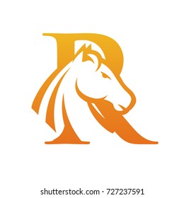 Orange Horse Initial R Vector Logo Designs