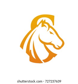 Orange Horse Initial S Vector Logo Designs