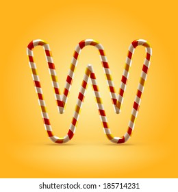 Orange hot caramel candy wire font capital letter W