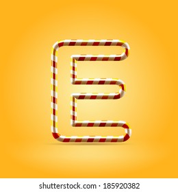 Orange hot caramel candy wire font capital letter E
