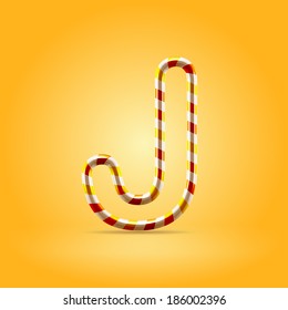 Orange hot caramel candy wire font capital letter J