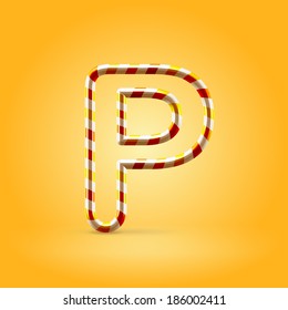 Orange hot caramel candy wire font capital letter P