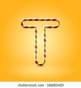 Orange hot caramel candy wire font capital letterT