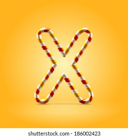 Orange hot caramel candy wire font capital letter X