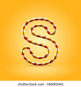 Orange hot caramel candy wire font capital letter S