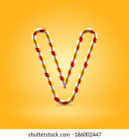 Orange hot caramel candy wire font capital letter V