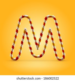 Orange hot caramel candy wire font capital letter M