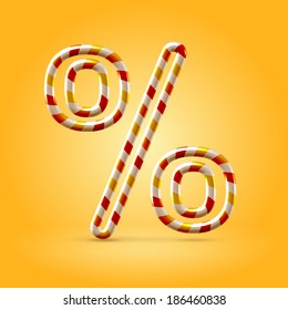 Orange hot caramel candy wire font percent