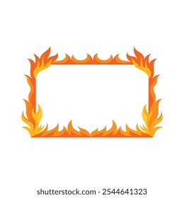 Conjunto de borde de marco de fuego caliente naranja Ilustración vectorial plana aislada sobre fondo blanco