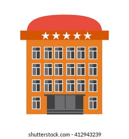 Orange Hotel Building flat Colored Vector Illustration icon with 5 stars
