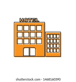 Orange Hotel building icon isolated on white background.  Vector Illustration