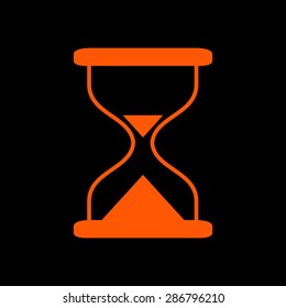 Orange Hourglass time icon isolated vector on a black background