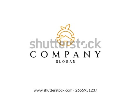 Orange house abstract logo design concept