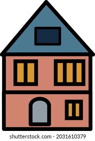 Orange house, illustration, vector, on a white background.