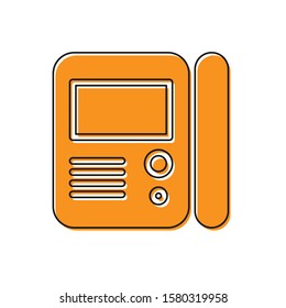 Orange House intercom system icon isolated on white background.  Vector Illustration