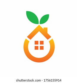 orange house logo, green house vector logo