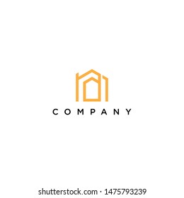 Orange house logo icon vector.