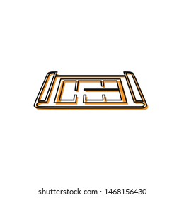 Orange House plan icon isolated on white background.  Vector Illustration