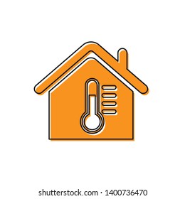 Orange House temperature icon isolated on white background. Thermometer icon. Vector Illustration