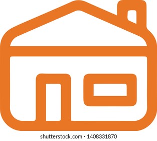 Orange house in trendy flat style isolated on white background