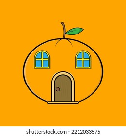 orange house vector illustration good for logo or icon.