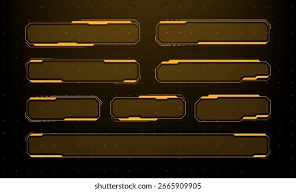Laranja hud infográfico quadro para um jogo de ficção científica, conceito para exibição de painel de controle futurista. Vetor gráfico virtual.