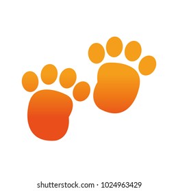 orange human footprint with toes mark sign