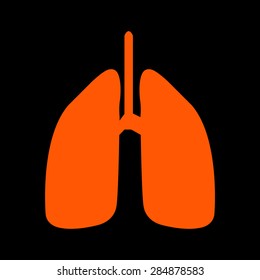Orange Human lung. Medical background. Health care on a black background