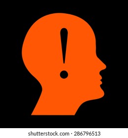 Orange human profile picture  on a black background