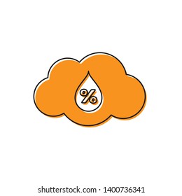 Orange Humidity icon isolated on white background. Weather and meteorology, cloud, thermometer symbol. Vector Illustration