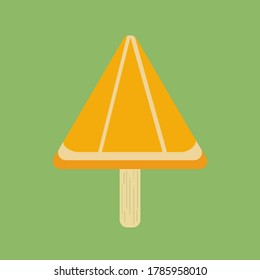 Orange Ice Cream Bar. Template. Illustration. Design. Isolated on green background