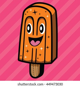 Orange Ice Cream Bar - Vector Illustration