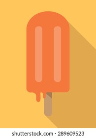 Orange ice cream bars in flat design with long shadow,vector