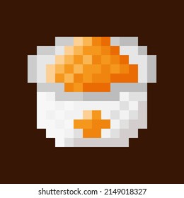 Imagen de píxel de la taza de helado naranja. Ilustración vectorial.