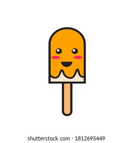 orange ice cream icon. cute ice cream illustration. for halloween celebrations