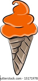 Orange ice cream, illustration, vector on white background.