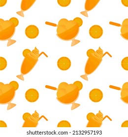 orange ice cream seamless pattern on white background