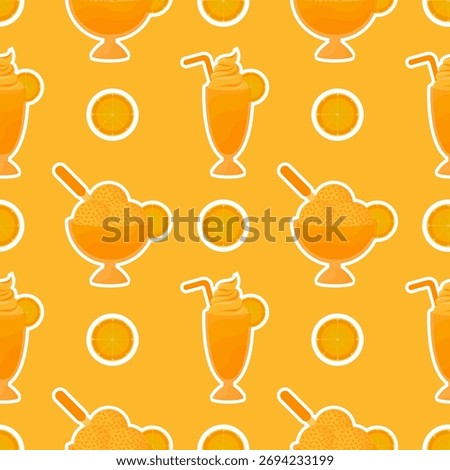 orange ice cream seamless pattern on orange background