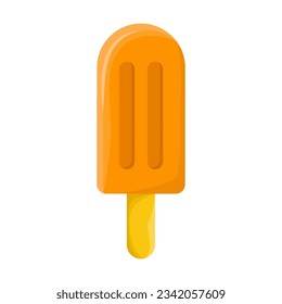 Orange ice cream vector illustration. Orange popsicle on white background. Summer, heat, refreshment concept