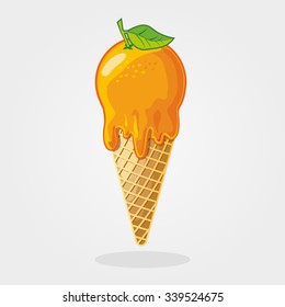 Orange ice cream. Vector illustration