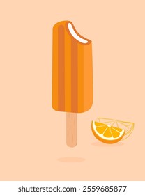 orange ice cream vector, orange slice vector, ice cream drawing, orange popsicle illustration vector