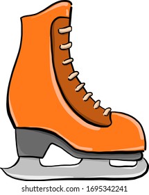 Orange ice skates, illustration, vector on white background