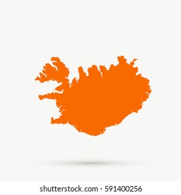 Orange Iceland Map Illustration