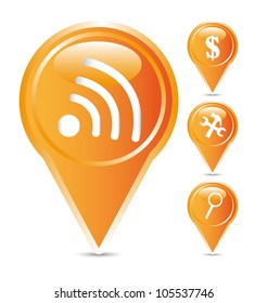 orange icoins with shadow over white background. vector illustration