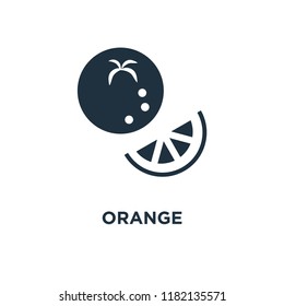 Orange icon. Black filled vector illustration. Orange symbol on white background. Can be used in web and mobile.