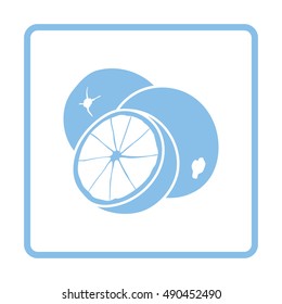 Orange icon. Blue frame design. Vector illustration.