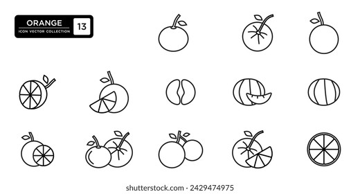 orange icon collection. vector icon templates can be edited and resized.