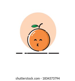 Orange icon cute vector illustration kiss expression